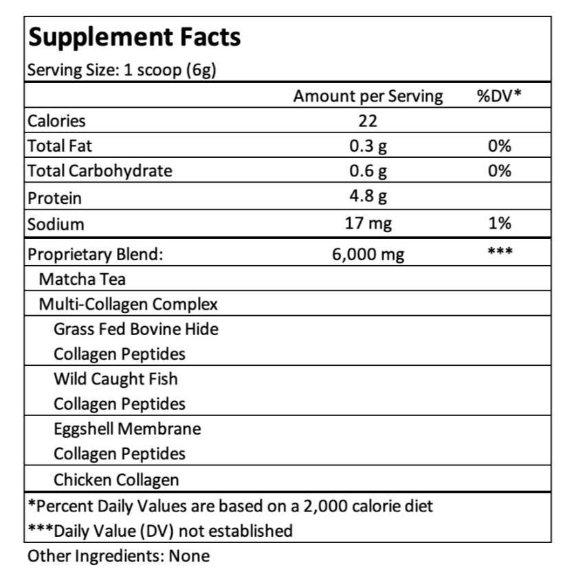 Supplement label with detailed nutritional information and ingredients on a green background